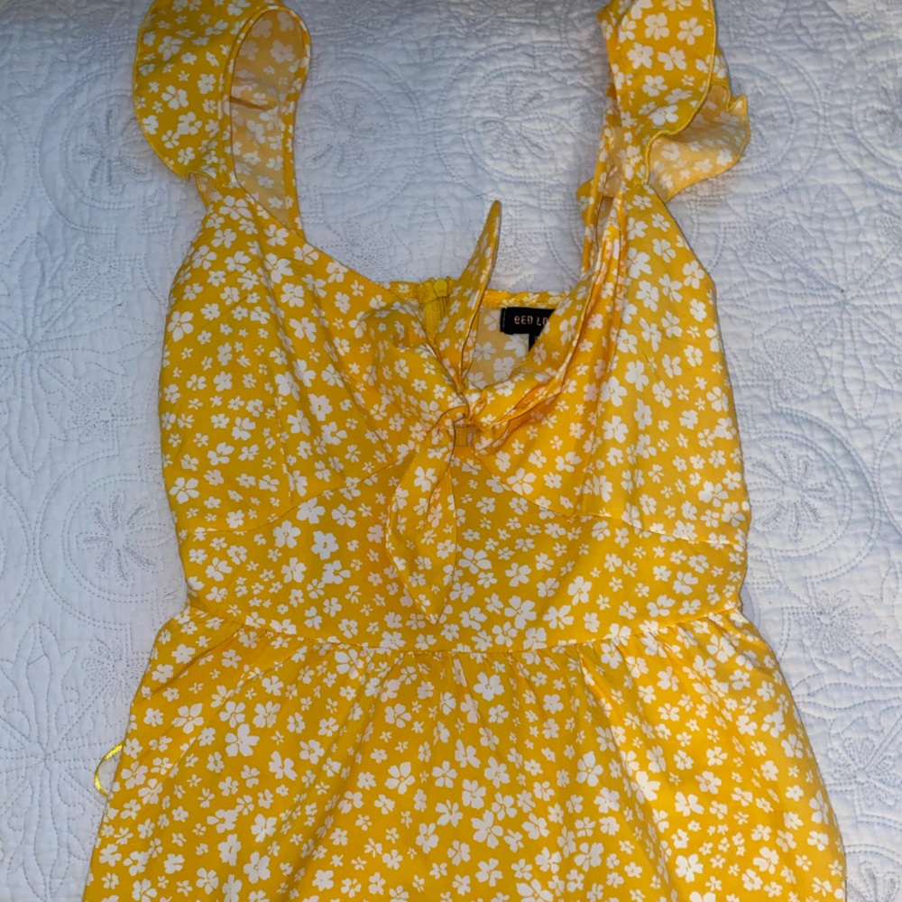 Yellow flower print summer dress
